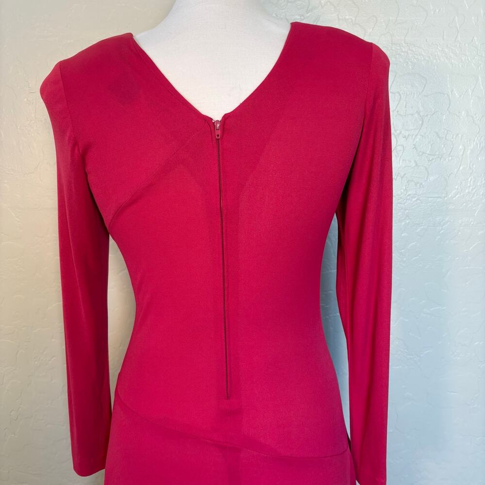 Vintage AYRES by Eysen Pink & Black Beaded Faux Wrap Dress 70s Disco Cocktail M - Picture 5 of 15
